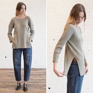 Lauren Manoogian high slit cashmere blend sweater (pine green)